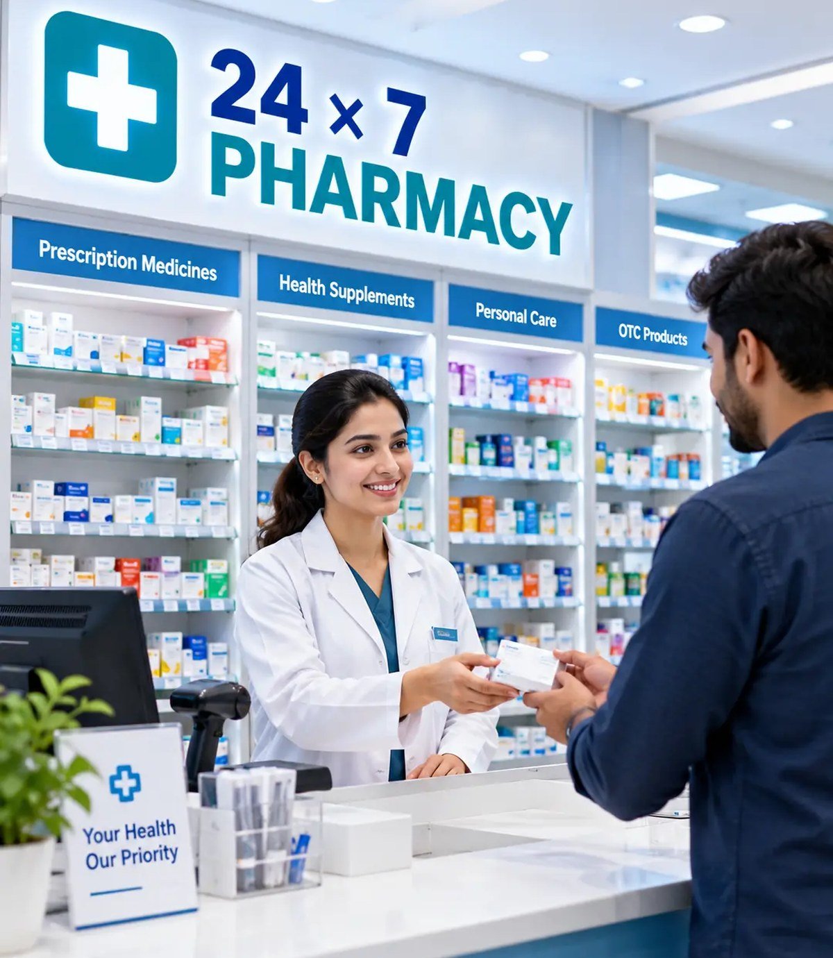 24x7 Pharmacy counter at N.I.C.E Hospital, Dehradun